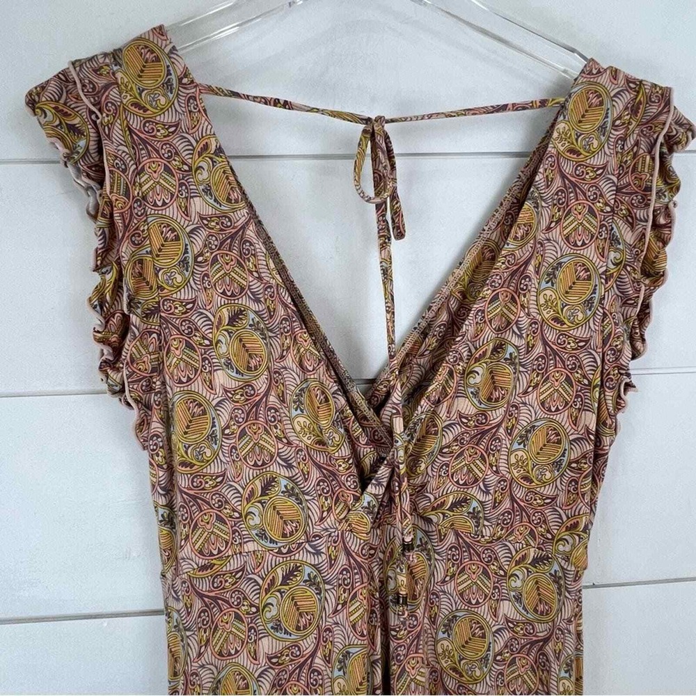 Anthropologie Matilda Paisley Jumpsuit Women S Flutter Sleeve V-Neck Boho - Picture 7 of 10